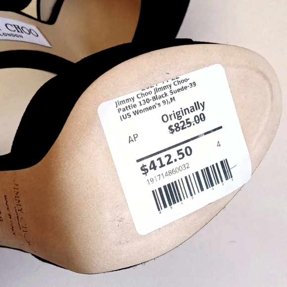 Jimmy Choo Black Suede Pattie Peep Toe Heels 39 (9) - Picture 15 of 16